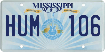 MS license plate HUM106