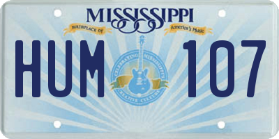 MS license plate HUM107
