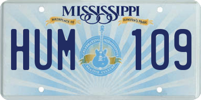 MS license plate HUM109