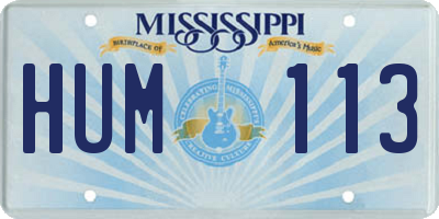 MS license plate HUM113