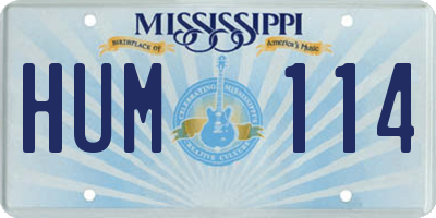 MS license plate HUM114