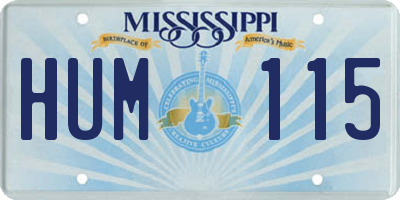 MS license plate HUM115