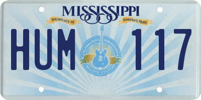MS license plate HUM117