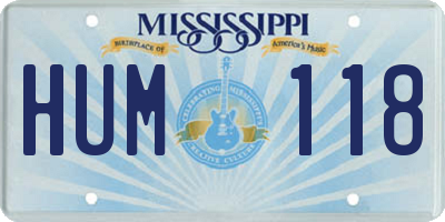 MS license plate HUM118