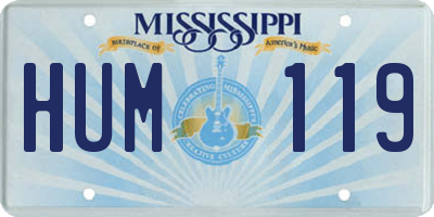 MS license plate HUM119