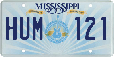 MS license plate HUM121