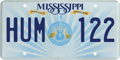 MS license plate HUM122