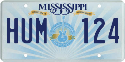 MS license plate HUM124