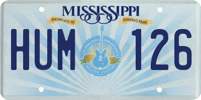 MS license plate HUM126