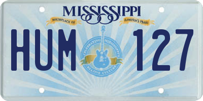 MS license plate HUM127