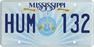 MS license plate HUM132
