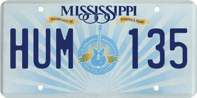 MS license plate HUM135