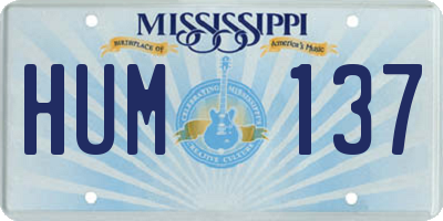 MS license plate HUM137