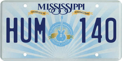MS license plate HUM140