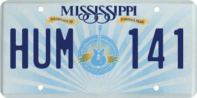 MS license plate HUM141