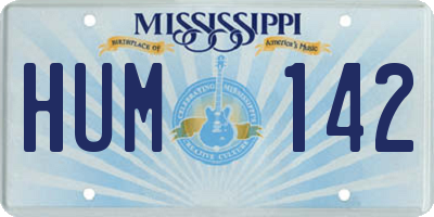MS license plate HUM142
