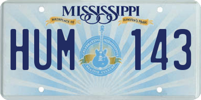 MS license plate HUM143