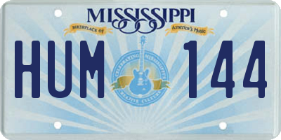 MS license plate HUM144