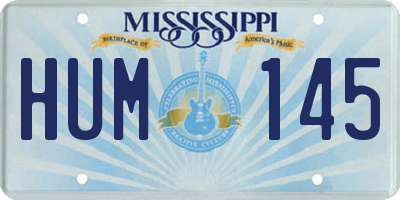 MS license plate HUM145