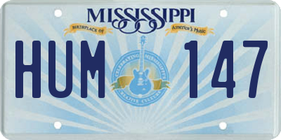 MS license plate HUM147