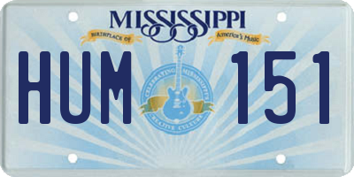 MS license plate HUM151