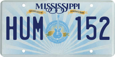 MS license plate HUM152