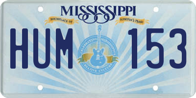 MS license plate HUM153