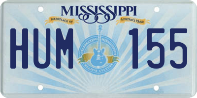 MS license plate HUM155