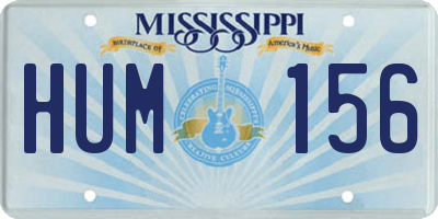 MS license plate HUM156