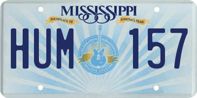 MS license plate HUM157
