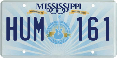 MS license plate HUM161