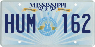 MS license plate HUM162