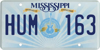 MS license plate HUM163