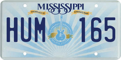 MS license plate HUM165
