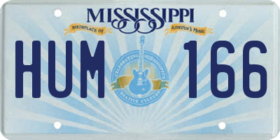 MS license plate HUM166