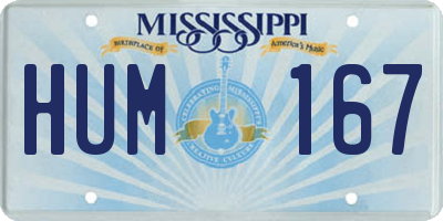 MS license plate HUM167