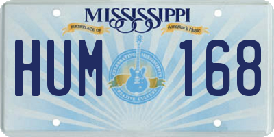 MS license plate HUM168