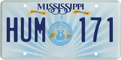 MS license plate HUM171