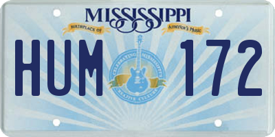 MS license plate HUM172