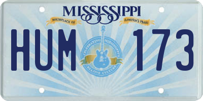MS license plate HUM173