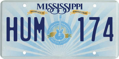 MS license plate HUM174