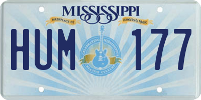 MS license plate HUM177
