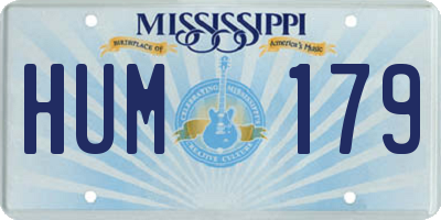MS license plate HUM179