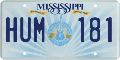 MS license plate HUM181