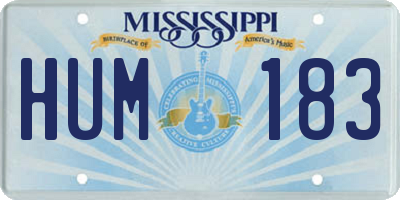 MS license plate HUM183