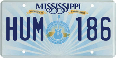 MS license plate HUM186