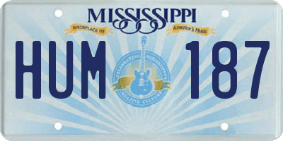 MS license plate HUM187
