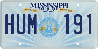 MS license plate HUM191