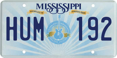 MS license plate HUM192