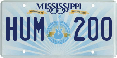 MS license plate HUM200